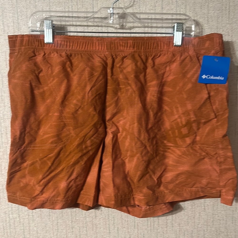 COLUMBIA WOMEN'S SANDY RIVER II PRINTED SHORTS: ORANGE/BROWN: NWT: SZ XL